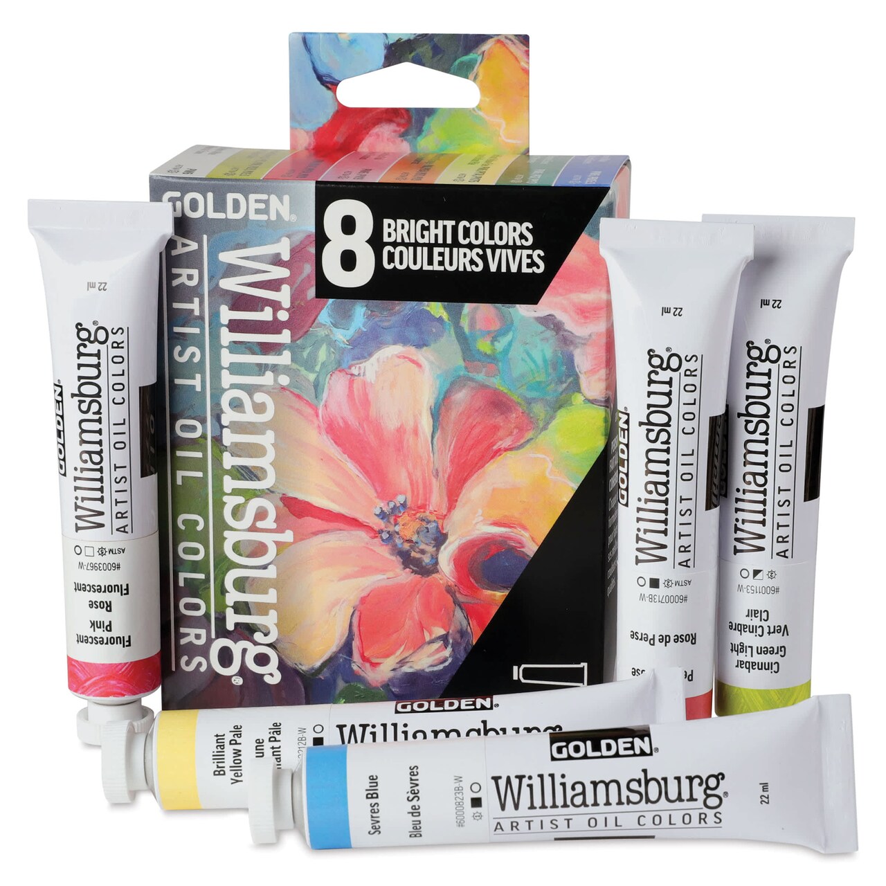 Williamsburg Handmade Oil Paints - Set of 8, Bright, 22 ml Tubes